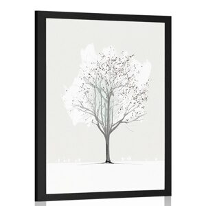 Plagát minimalistický strom v zime