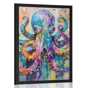 Plagát chobotnica s imitáciou maľby