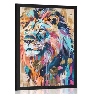 Plagát lev s imitáciou maľby