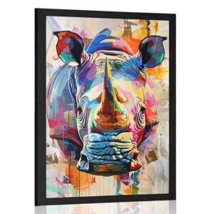Plagát nosorožec s imitáciou maľby