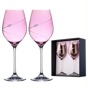 Diamante poháre na biele víno Silhouette City Pink s kryštály Swarovski 360 ml 2KS