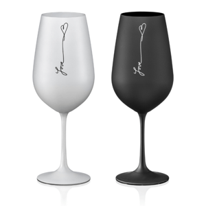 Crystalex poháre na červené víno LOVE čierno biela 550 ml 2KS