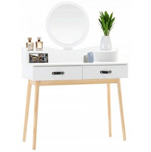 Biely škandinávsky toaletný stolík so zrkadlom