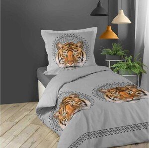 domtextilu.sk Bavlnené obliečky na posteľ sivej farby s tigrom JACANA 140 x 200 cm  Sivá 13465