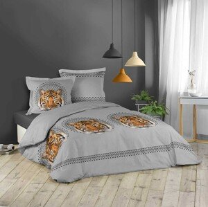 domtextilu.sk Bavlnené obliečky na posteľ sivej farby s tigrom JACANA 200 x 220 cm  Sivá 18220