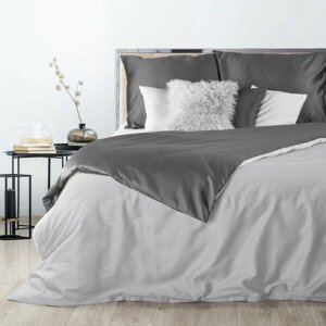 Sivé obojstranné posteľné obliečky z kvalitného bavlneného saténu 2 časti: 1ks 140 cmx200 + 1ks 70 cmx80