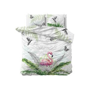 domtextilu.sk Biele bavlnené posteľné obliečky s exotickým motívom 200 x 220 cm  Biela 36971