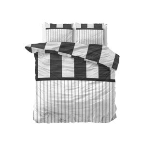 domtextilu.sk Moderné biele posteľné obliečky s antracitovými pruhmi 200 x 220 cm  Biela 36975