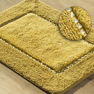 domtextilu.sk Žltý bavlnený ozdobený koberec do kúpelne Šírka: 70 cm | Dĺžka: 150 cm 44484-240798