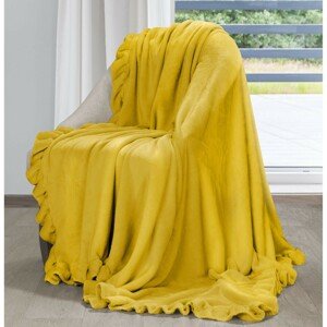 domtextilu.sk Kvalitná žltá hrejivá deka s ozdobným romantickým volánom 150 x 200 cm 45471 Žltá