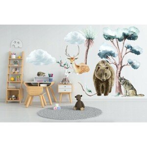 Detská nálepka na stenu zvieratá v prírode 80 x 160 cm