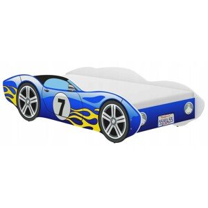 Výnimočná modrá posteľ v tvare pretekárskeho auta 160 x 80 cm