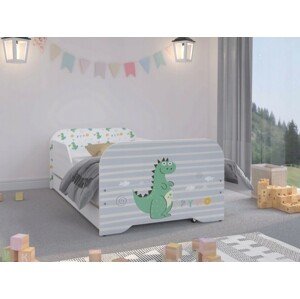 domtextilu.sk Okúzľujúca detská posteľ 160 x 80 cm s rozprávkovým motívom draka  Biela 46832