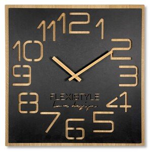 domtextilu.sk Dizajnové nástené hodiny v luxusnej kombinácia dreva a čiernej farby 60 cm 47309