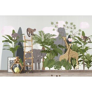 DomTextilu Samolepka na stenu zvieratka v džungli 150 x 300 cm