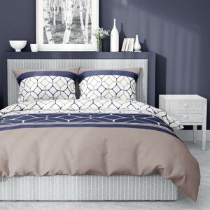 Bavlnená posteľná bielizeň s dokonalým modro-béžovým vzorom 3 časti: 1ks 160x200 + 2ks 70x80 Biela