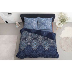 Bavlnená posteľná bielizeň s grafitovou mandalou 3 časti: 1ks 160x200 + 2ks 70x80 Modrá