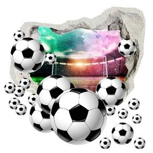 domtextilu.sk Nálepka na stenu 3D futbalové lopty s pozadím štadióna 120 x 120 cm