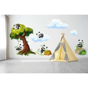domtextilu.sk Nálepka na stenu pre deti veselé pandy na strome 150 x 300 cm