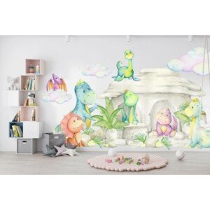 domtextilu.sk Nálepka na stenu pre deti kreslený svet dinosaurov 60 x 120 cm