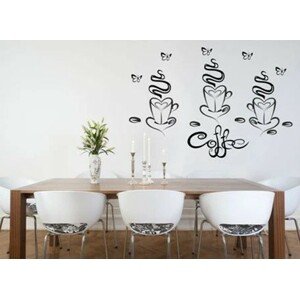 domtextilu.sk Nálepka na stenu do kuchyne šálky kávy v tvare srdiečok 50 x 100 cm