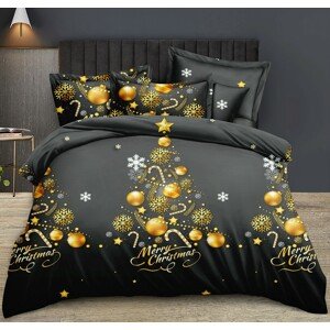 domtextilu.sk Vianočné posteľné obliečky s motívom Zlatý vianočný stromček  Čierna 68690-244867