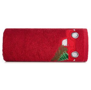 Bavlnený vianočný uterák červený s autom Šírka: 50 cm | Dĺžka: 90 cm