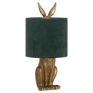 Estila Dizajnová stolná lampa Jarrona Gold s podstavcom v tvare králika a so zeleným tienidlom 50cm