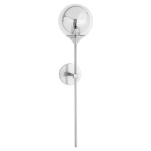 Estila Dizajnová kovová nástenná lampa Globe striebornej farby s dymovým motívom 85cm