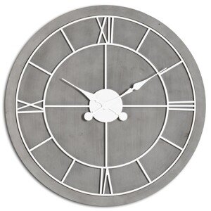 Estila Moderné nadčasové kruhové nástenné hodiny Stormhill s rímskymi číslami striebornej farby 60cm