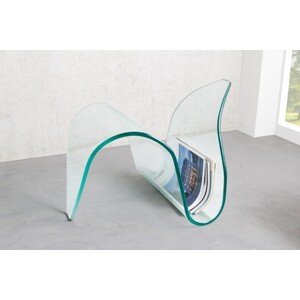Estila Moderný dizajnový stojan na noviny Caspero z tvrdeného skla zaoblených organických tvarov 62cm