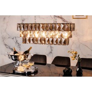 Estila Luxusná závesná lampa Leontin z kovu a kriištáľu striebornej farby 127cm