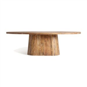 Estila Luxusný moderný konferenčný stolík Malen v oválnom tvare s vidieckym nádychom z masívneho dreva v hnedej farbe 250 cm