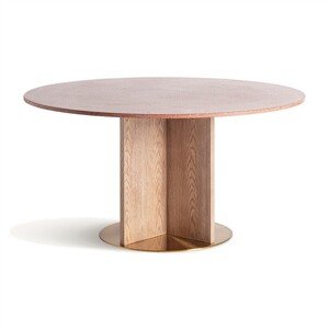Estila Luxusný Art-deco okrúhly jedalensky stôl Caya s povrchovou terrazzo doskou s podstavou z dubového masívu 150cm