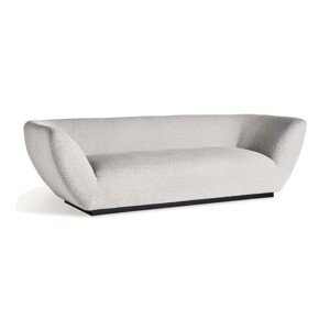 Estila Luxusná art deco sedačka Silviana s buklé čalúnením v sivo bielej farbe s čiernou podstavou 241 cm