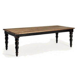Estila Luxusný vintage obdĺžnikový jedálenský stôl Zena Noir s vyrezávanými čiernymi nohami a svetlou hnedou vrchnou doskou 250 cm