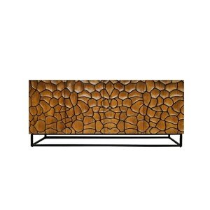 Estila Dizajnový masívny štvordverový príborník Timanfaya s mozaikovým zdobením z mangového dreva v medovej hnedej farbe 177 cm