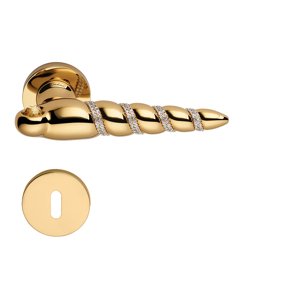 Kľučka na dvere LI - SHELL MESH 694 - R 025 ZLL - zlatá lesklá - pozlátená (OZ) | MP-KOVANIA.sk