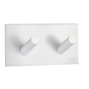 SO - BB - BX1093 - Samolepiaci vešiak na uteráky dvojitý BIM - biela matná | MP-KOVANIA.sk
