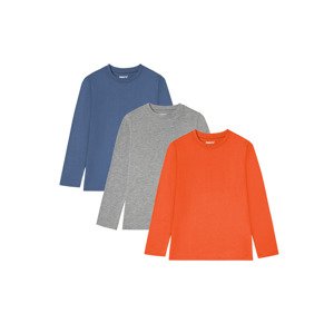 pepperts!® Chlapčenské tričko s dlhým rukávom, 3 kusy (146/152, sivá/modrá/oranžová)