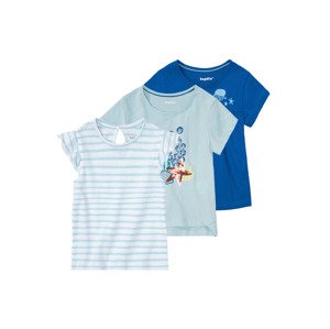 lupilu® Dievčenské tričko, 3 kusy (110/116, pruhy/modrá/bledomodrá)