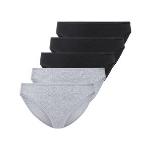 esmara® Dámske bavlnené nohavičky XXL, 5 kusov (XL (48/50), čierna/sivá)