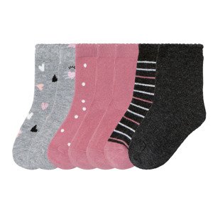 lupilu® Dievčenské ponožky, 7 párov (19/22, sivá/tmavoružová/antracitová)