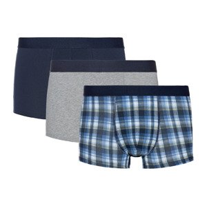 LIVERGY® Pánske boxerky, 3 kusy (S, námornícka modrá/károvaná/bledosivá)