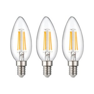 LIVARNO home Filamentová LED žiarovka, 3 kusy (sviečka E14, filamentová, 3 kusy)