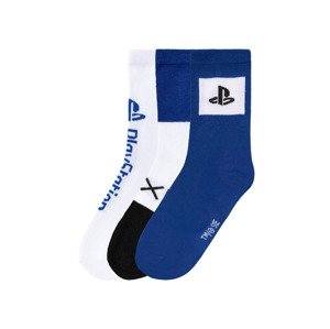PLAYSTATION | XBOX Chlapčenské ponožky, 3 páry (31/34, Playstation/čierna/modrá/biela)