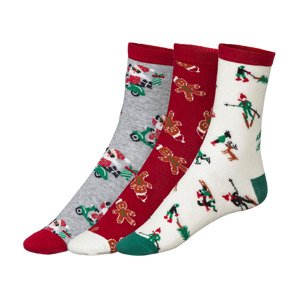 esmara® Dámske vianočné ponožky, 3 páry (35/38, Mikuláš/les/perník)