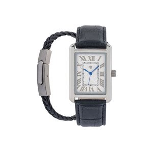 AURIOL® Pánske náramkové hodinky s náramkom (strieborné, čierny remienok)