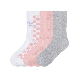 pepperts!® Dievčenské ponožky s biobavlnou, 5 párov (31/34, biela/bielo-ružová/sivá/ružová)