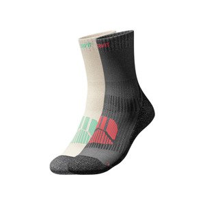 CRIVIT Dámske trekingové ponožky, 2 páry (37/38, čierna/béžová/sivá)